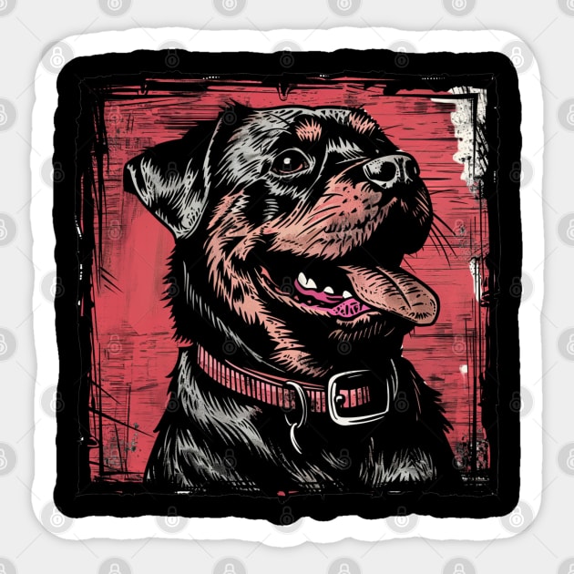 Retro Art Rottweiler Dog Lover Sticker by June Sixteen